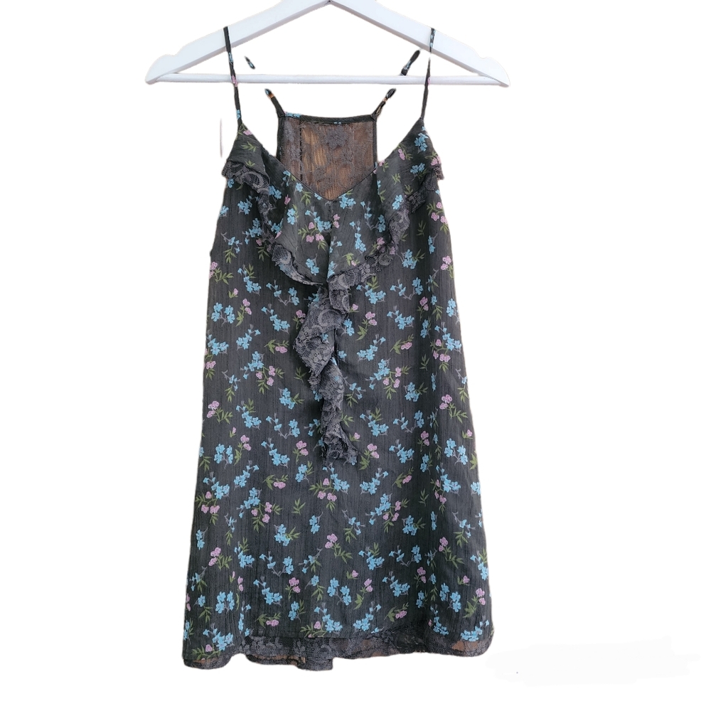 Decree Womens Y2K Floral & Lace Tank Top Size Medium